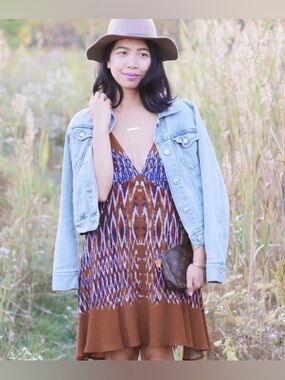 Free People Theodora Dress in Brown and purple size medium
